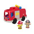 Fisher-Price HJN38 - Little People Feuerwehrauto – mehrsprachige Version, Musikspielzeug Feuerwehrauto mit Figuren für Kleinkinder und Vorschulkinder ab 1 Jahr