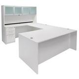 White Laminate Straight Front U-Workstation w/Hutch