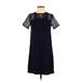 Ann Taylor LOFT Casual Dress - Shift: Blue Solid Dresses - Women's Size X-Small Petite