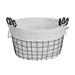 Set of 3 Oval White Lined and Metal Wire Baskets with Handles - 22 W x 16 D x 17 H