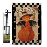 The Holiday Aisle® Cartwell Jack-O-Lantern Witch Fall Halloween Impressions Decorative 2-Sided Polyester 19 x 13 in. Flag Set | Wayfair