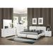 Orren Ellis 5 Piece Contemporary Eastern King Bedroom Set, White & Chrome 5 Piece Upholstered in Brown/White | California King | Wayfair