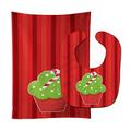 Caroline's Treasures BB6814STBU Christmas Baby Bib & Burp Cloth, Red Cupcake, Large