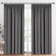 Oxford Homeware Blackout Curtains Thermal Insulated Pencil Pleat Curtains for Bedroom Living Room Window Treatments Curtains & Drapes - Energy Saving Thick Curtain with Tie Backs (W66 x L72, Grey)