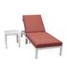 LeisureMod 74.30" Reclining Bamboo Single Chaise w/ Table Metal in Gray | 35.43 H x 29.53 W x 74.3 D in | Outdoor Furniture | Wayfair CLTWGR-77R