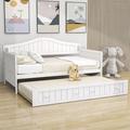 Red Barrel Studio® Twin Size Wood Daybed w/ Trundle Bed Wood in White | 35 H x 42 W x 78 D in | Wayfair C2FC128258FE4F3C8A6D503A7DD75AEE