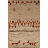 Tribal Moroccan Ivory Area Rug Hand-knotted Modern Wool Carpet - 5'3" x 7'3"