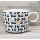 Anthropologie Dining | Anthropologie Letter K Initial Monogram 4536 Stoneware 14 Oz. Coffee Mug | Color: Black/Gold/Gray | Size: Medium