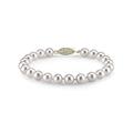 The Pearl Source White Freshwater Pearl Bracelet for Women - Cultured Pearl Bracelet in 585 Gold 14K Plated Sterling Silver Clasp with Genuine Cultured Pearls, 7.0-7.5mm