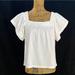 J. Crew Tops | J.Crew Xs Top Tee Shirt Boho White 100% Cotton Smock Square Neck Flutter Sl Cute | Color: White | Size: Xs