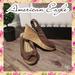 American Eagle Outfitters Shoes | 9 American Eagle Slingback Wedge Corkscrew Sandal | Color: Brown/Tan | Size: 9