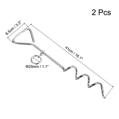 Tent Stake Spiral Stainless Steel Heavy Load Ground Spike Tie Down Peg - Silver