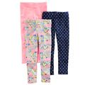 Simple Joys by Carter's Mädchen 3-Pack Leggings, Grau Floral/Marineblau Punkte/Rosa, 5-6 Jahre (3er Pack)