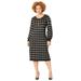 Plus Size Women's Liz&Me® Boatneck Sweater Dress by Liz&Me in Black Plaid (Size 4X)