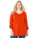 Plus Size Women's Liz&Me® V-Neck Top by Liz&Me in Electric Orange (Size 6X)