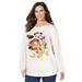 Plus Size Women's Ivory Disney Friends Long-Sleeve Crew Tee by Disney in Ivory Disney Friends (Size 3X)