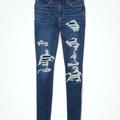 American Eagle Outfitters Jeans | American Eagle Aeo Ne(X)T Level Ripped Low-Rise Jegging Dark Indigo Sz 10 | Color: Blue | Size: 10