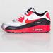 Nike Shoes | Nike Air Max 90 Worn Once White Light Crimson Black’ | Color: Gray/Red | Size: 5.5