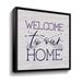 Gracie Oaks Lake Welcome To Our Home Gallery Wrapped Floater-Framed Canvas Canvas, Wood | 14 H x 14 W x 2 D in | Wayfair