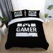 East Urban Home Newly Fashion Black Background Unique Design Game Handle Printed Cool Home Bed Sets, Full Microfiber, in Black/White | Wayfair