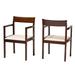 Helene Mid-Century Modern Cream Fabric and Dark Brown Finished Wood 2-Piece Dining Chair Set
