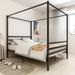 Industrial & Noise Free Metal Canopy Bed Frame, Stable And Durable Metal Platform, Queen Size Simple Silhouette