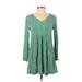 Dina Be Casual Dress - Mini: Green Solid Dresses - Women's Size Small