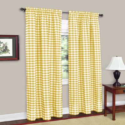 Wide Width Buffalo Check Window Curtain Panel by Achim Home Décor in Yellow (Size 42