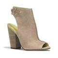 Coach Shoes | $278 Coach Saratoga Beige Peep Toe Ankle Booties Boots Nubuck Mink Gray 8.5 M | Color: Gray/Red | Size: 8.5