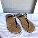 Michael Kors Shoes | Michael Kors Black Thong Sandal W/ Cork Footbed & Gold Embellishments Wm Size 10 | Color: Black/Gold | Size: 10