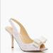 Kate Spade Shoes | Kate Spade Bridal White Glitter Charm High Heels Slingback Round Peep Toe W/ Bow | Color: White | Size: Various