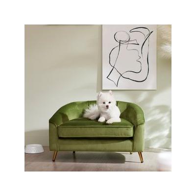Frisco Elevated Curved Dog & Cat Sofa Bed with Removable Cover, Olive Green
