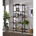 Williston Forge Eligha 5 Tier Shelf Bookcase In Rustic Oak & Black Metal in Black/Brown/Red | 73 H x 39 W x 14 D in | Wayfair