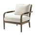 Arm Chair - Theodore Alexander Catalina Leather Wrapped Upholstered Arm Chair Wood/Velvet in Brown/White | 34.25 H x 30 W x 33 D in | Wayfair