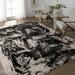 White 114 x 79 x 0.33 in Area Rug - 17 Stories Abstract Area Rug in Black/Cream Polyester | 114 H x 79 W x 0.33 D in | Wayfair