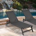 Latitude Run® Unwinding 2-Pcs Set Chaise Lounge Chairs Metal in Gray | 12 H x 20 W x 75 D in | Outdoor Furniture | Wayfair