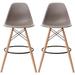 Corrigan Studio® Set Of 2 25" Seat Wood Eiffel Legs Modern Armless Barstool Wood/Plastic/Acrylic in Gray | 41 H x 20 W x 21 D in | Wayfair