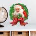 The Holiday Aisle® Santa Bow Wreath Wall Decor Wood in Brown/Green/Red | 12 H x 9 W x 1 D in | Wayfair 7CB98D51322E43E59A5A1A5BDEDC43CE
