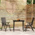 Arlmont & Co. Patio Dining Set Outdoor Dining Set Garden Table & Chair Set Glass/Wicker/Rattan in Black | 55.12 W x 23.23 D in | Wayfair