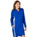 Vevo Active Women's Long-Sleeved Track Dress (Size L) Cobalt/White, Cotton,Polyester