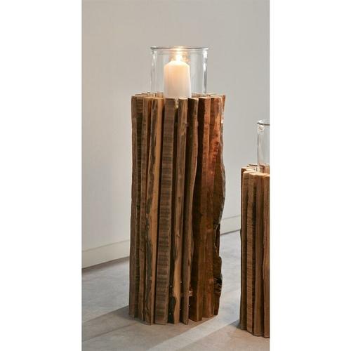 Dekoleidenschaft - Windlichtsäule Rustikal aus recyceltem Holz, 55 cm hoch, Dekosäule, Holzsäule,