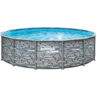 Stahlrahmen Aufstellpool Elite Frame Steinoptik rund Grau 427x427x107 cm - Summer Waves