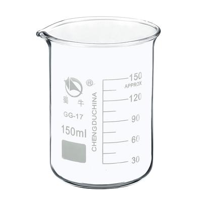 150ml Low Form Glass Beaker, 3.3 Borosilicate Lab Measuring Cups - Clear