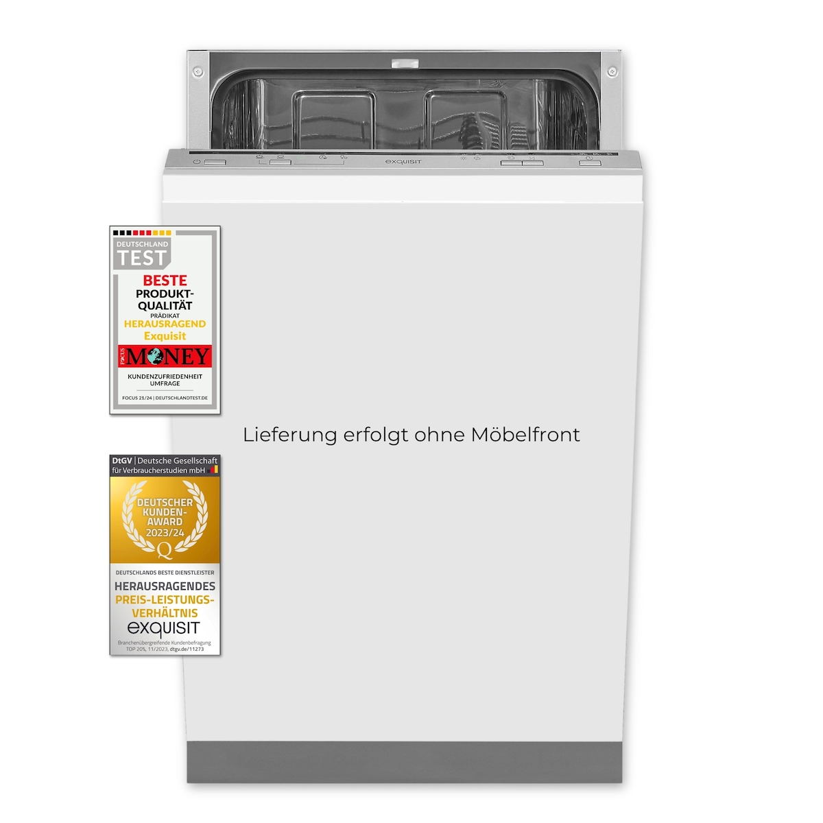 Exquisit Geschirrspüler EGSP1009-E-030E silber | Spülmaschine 45 cm | ECO-Modus | Maßgedecke: 9 | Vollintegriert Image