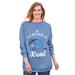 Plus Size Women's Disney Long-Sleeve Fleece Sweatshirt French Blue Eeyore by Disney in Navy Eeyore (Size M)