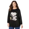 Plus Size Women's Peanuts Long-Sleeve Fleece Sweatshirt Black Mummy Snoopy by Peanuts in Black Mummy Snoopy (Size 3X)