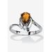 Women's Silvertone Simulated Pear Cut Birthstone And Round Crystal Ring Jewelry by PalmBeach Jewelry in Citrine (Size 6)