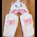 Disney Accessories | New Disney Parks Marie Cat Plush Hat With Scarf Mittens - Youth Size | Color: Pink/White | Size: Osg