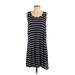 Charming Charlie Casual Dress - A-Line Scoop Neck Sleeveless: Blue Stripes Dresses - Women's Size Small