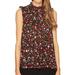 Kate Spade Tops | Kate Spade Ny Floral Ruffle Yoke Sleeveless Blouse Top Size Xxs | Color: Black/Pink | Size: Xxs